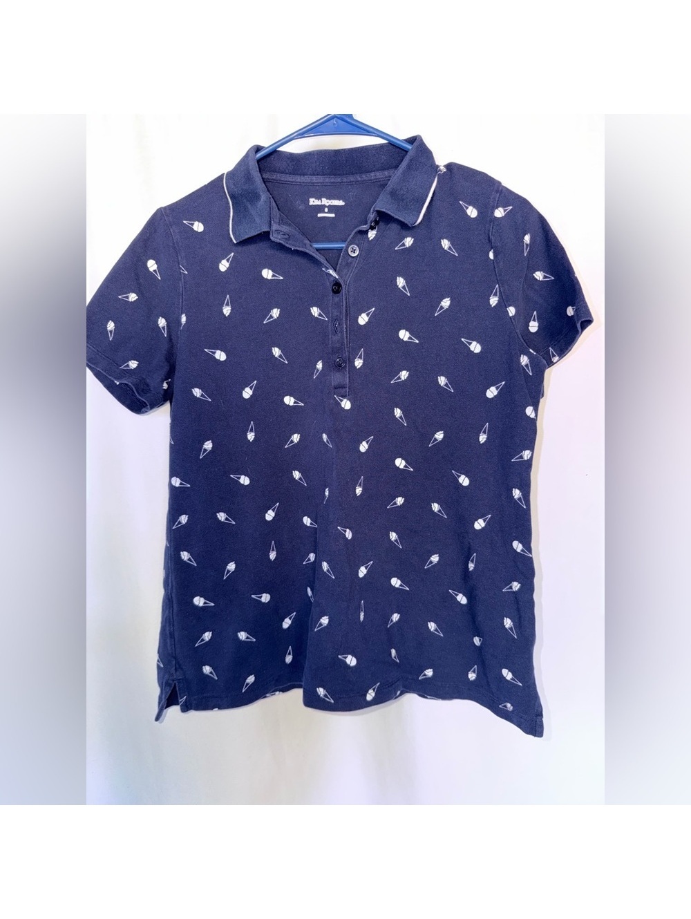 ice cream blue and white polo casual whimsical collared shirt